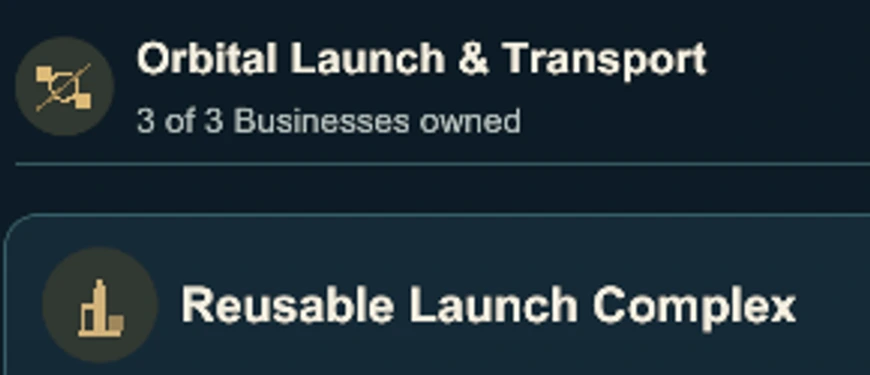 A cropped Frontier Businesses view showing an industry group and the start of one business card.