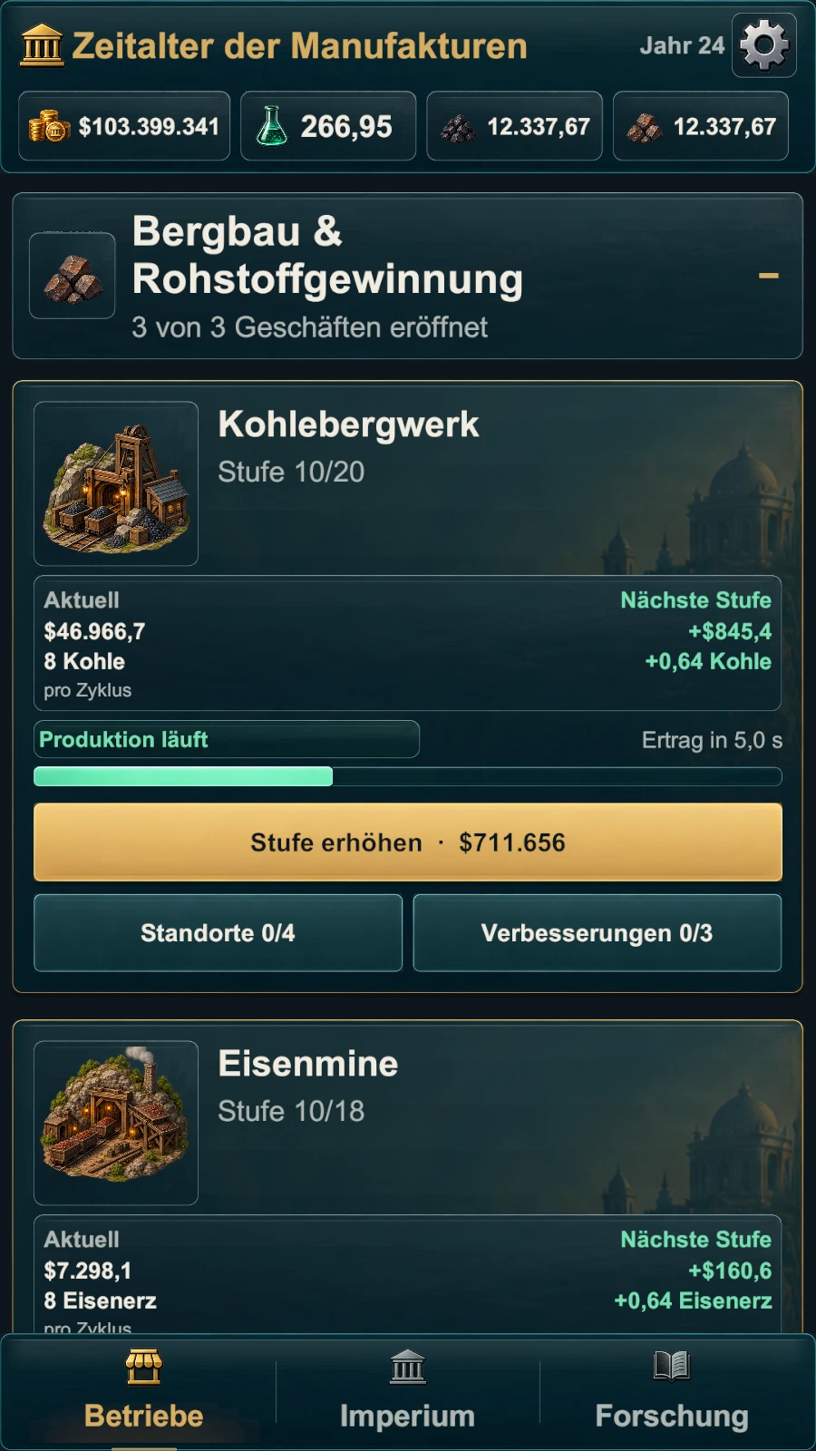 Vollständige Spielansicht von Idle Holdings