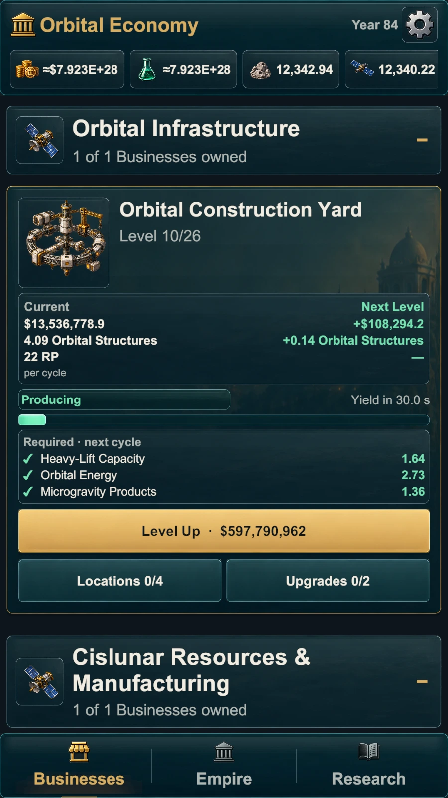 Full Idle Holdings gameplay screen